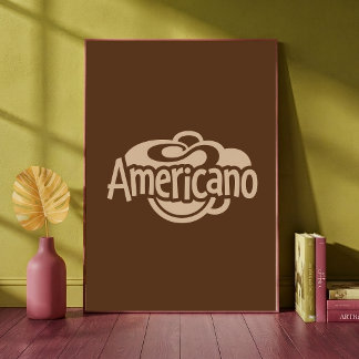 アメリカーノコーヒータイポグラフィーレトロアートプリント ポスター