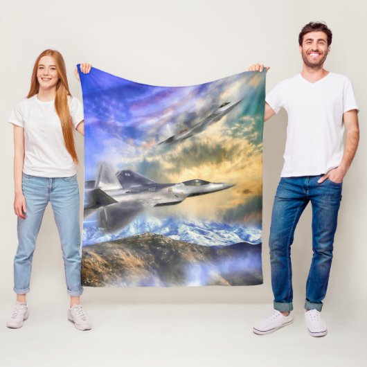 アメリカ上空のF-22ラプター フリースブランケット (インサイチュ)