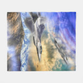 アメリカ上空のF-22ラプター フリースブランケット (正面(横))