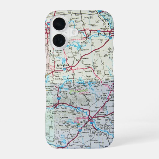アメリカ中西部道路地図 iPhone 16ケース (裏面)