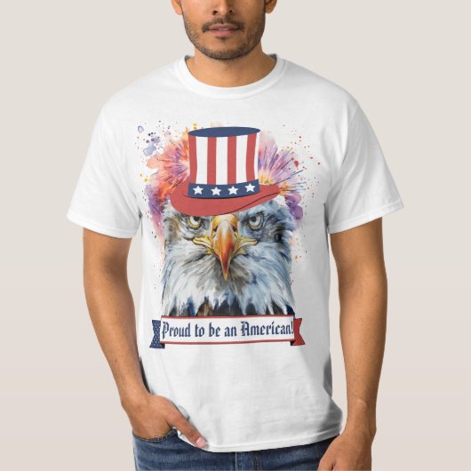 "アメリカ人であることを誇りに思う!" メンズ Tシャツ (正面)