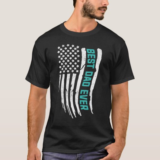 アメリカ人との幸せな父最高のの日のパパ Tシャツ (正面)