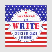 アメリカ人とクラスの社長のための編集可能な「投票」 名札 (正面)