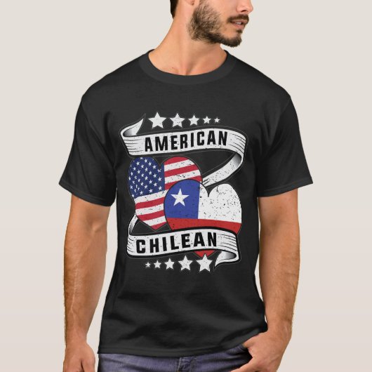 アメリカ人とチリ人のシャツ半米国人 Tシャツ (正面)