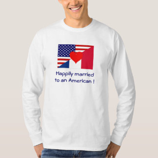 アメリカ人に幸福に結婚した Tシャツ