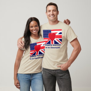 アメリカ人に幸福に結婚した Tシャツ