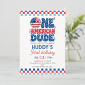 アメリカ人のお兄さん アメリカ独立記念日 ファーストバースデー 招待状 (スタンド正面)