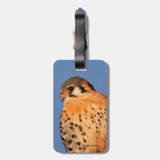 アメリカ人のケストレルが針金で ラゲッジタグ (裏面縦)
