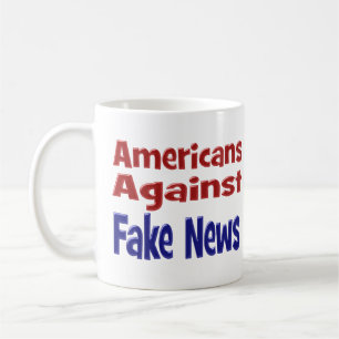 アメリカ人のフェイクニュース反対レッドブルー文字 コーヒーマグカップ