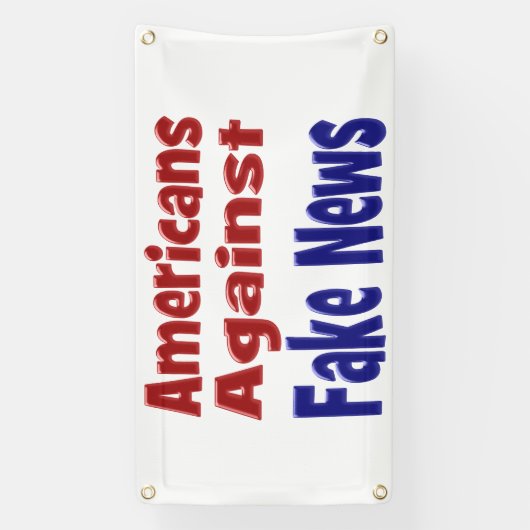 アメリカ人のフェイクニュース反対レッドブルー文字 横断幕 (縦)