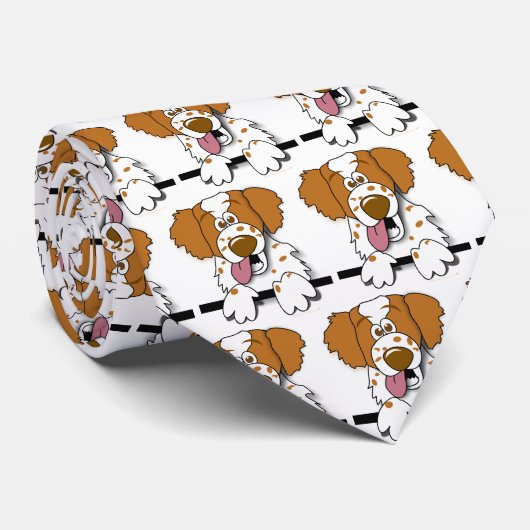アメリカ人のブリッタニースパニエル犬のかわいい漫画犬 ネクタイ (ロール)