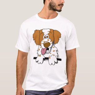 アメリカ人のブリッタニースパニエル犬の漫画犬のワイシャツ Tシャツ