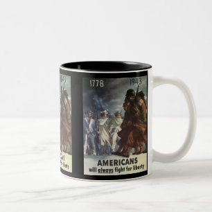 アメリカ人のマグ-ヴィンテージ戦争ポスター第1次世界大戦 ツートーンマグカップ