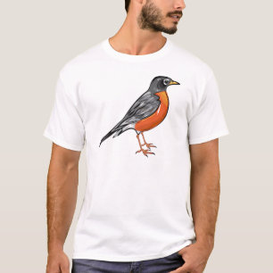 アメリカ人のロビンの鳥のベクトルイラストレーション Tシャツ