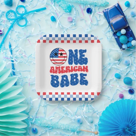 アメリカ人の一人の赤ちゃん7月の夏の第4の誕生日 ペーパープレート (パーティー)