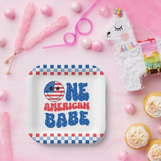 アメリカ人の一人の赤ちゃん7月の夏の第4の誕生日 ペーパープレート (パーティー)