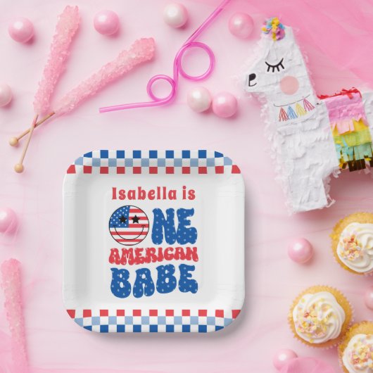 アメリカ人の一人の赤ちゃん7月の夏の第4の誕生日 ペーパープレート (パーティー)