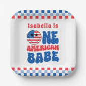 アメリカ人の一人の赤ちゃん7月の夏の第4の誕生日 ペーパープレート (正面)