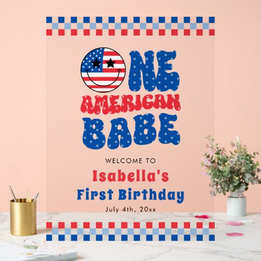 アメリカ人の一人の赤ちゃん7月の最初の誕生日パーティー4th アクリルサイン (ウェディング)