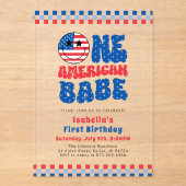 アメリカ人の一人の赤ちゃん7月の最初の誕生日パーティー4th アクリル招待状 (正面)