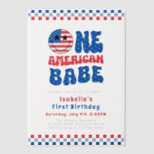 アメリカ人の一人の赤ちゃん7月の最初の誕生日パーティー4th ベラム紙招待状 (正面)