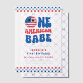 アメリカ人の一人の赤ちゃん7月の最初の誕生日パーティー4th ベラム紙招待状 (オフセット (招待状))