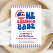 アメリカ人の一人の赤ちゃん7月の最初の誕生日パーティー4th 招待状