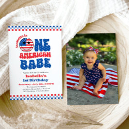 アメリカ人の一人の赤ちゃん7月の最初の誕生日パーティー4th 招待状