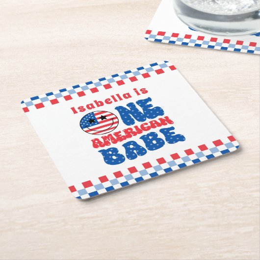 アメリカ人の一人、7月1日の誕生日の4日 スクエアペーパーコースター (アングル)