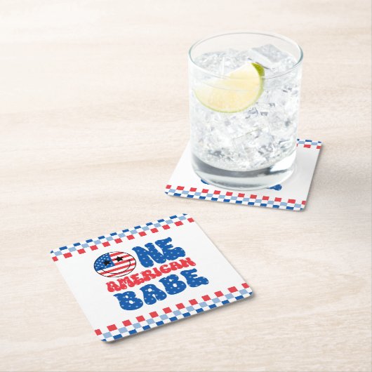 アメリカ人の一人、7月1日の誕生日の4日 スクエアペーパーコースター (インサイチュ)