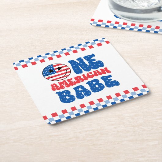 アメリカ人の一人、7月1日の誕生日の4日 スクエアペーパーコースター (アングル)