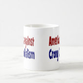 アメリカ人の反米資本主義レッドブルー文字 コーヒーマグカップ (中央)