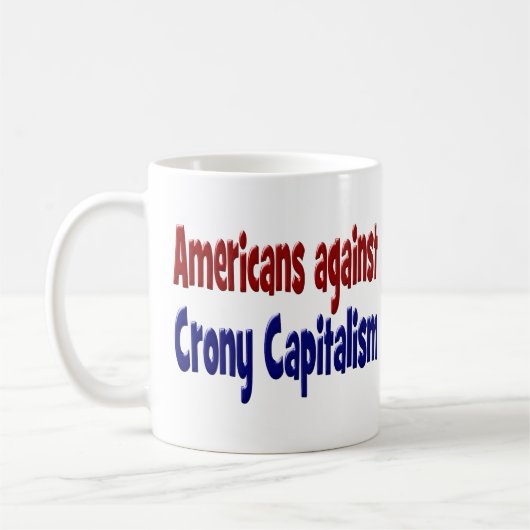アメリカ人の反米資本主義レッドブルー文字 コーヒーマグカップ (左)