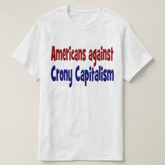 アメリカ人の反米資本主義レッドブルー文字 Tシャツ (デザイン正面)