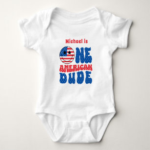 アメリカ人の男で7月1日の4日の誕生日 ベビーボディスーツ