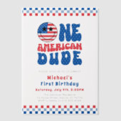 アメリカ人の男で7月1日の4日の誕生日 ベラム紙招待状 (正面)