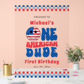 アメリカ人の男の子が7月の最初の誕生日パーティーの4th アクリルサイン (ウェディング)