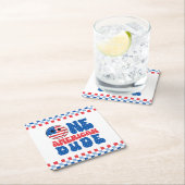 アメリカ人の男の子が7月1日の誕生日の4日 スクエアペーパーコースター (インサイチュ)