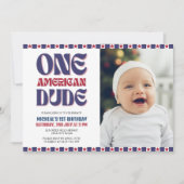 アメリカ人の男の子が7月1日の誕生日の4日 招待状 (正面)