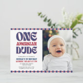 アメリカ人の男の子が7月1日の誕生日の4日 招待状 (スタンド正面)