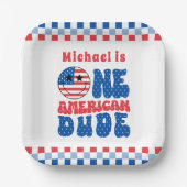 アメリカ人の男の子7月の第4日の夏の最初の誕生日 ペーパープレート (正面)