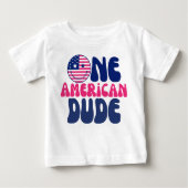 アメリカ人の男の子7月の4th男の子の最初の誕生日 ベビーTシャツ (正面)