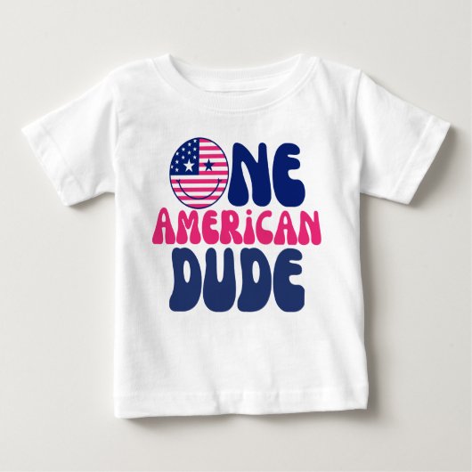 アメリカ人の男の子7月の4th男の子の最初の誕生日 ベビーTシャツ (正面)