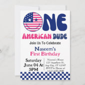 アメリカ人の男の子7月の4th男の子の最初の誕生日 招待状 (正面)