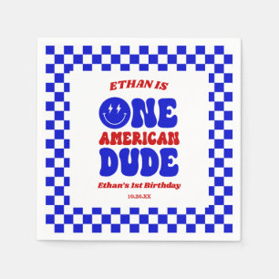 アメリカ人の男の子7月1日の誕生日パーティー スタンダードカクテルナプキン