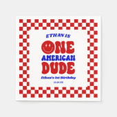 アメリカ人の男の子7月1日の誕生日パーティー スタンダードカクテルナプキン (正面)