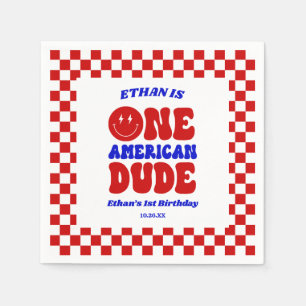 アメリカ人の男の子7月1日の誕生日パーティー スタンダードカクテルナプキン