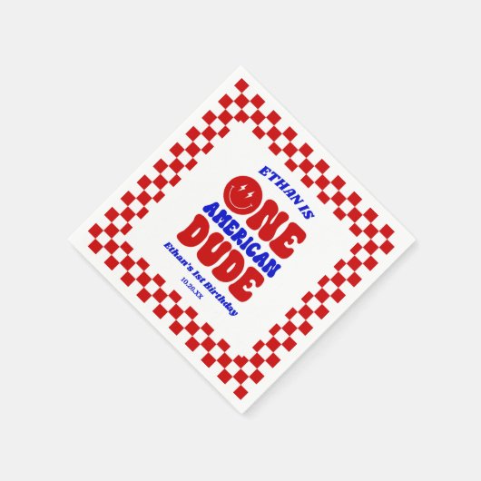 アメリカ人の男の子7月1日の誕生日パーティー スタンダードカクテルナプキン (角)