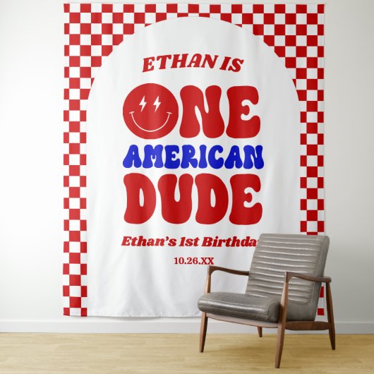 アメリカ人の男の子7月1日の誕生日パーティー タペストリー (インサイチュ)