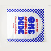 アメリカ人の男の子7月1日の誕生日パーティー タペストリー (正面(横))